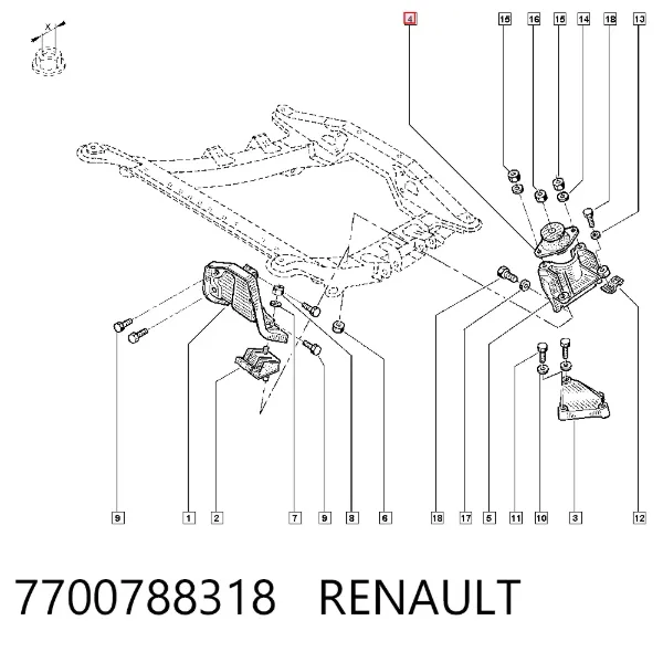 Soporte izquierdo del motor 7700788318 Renault (RVI)