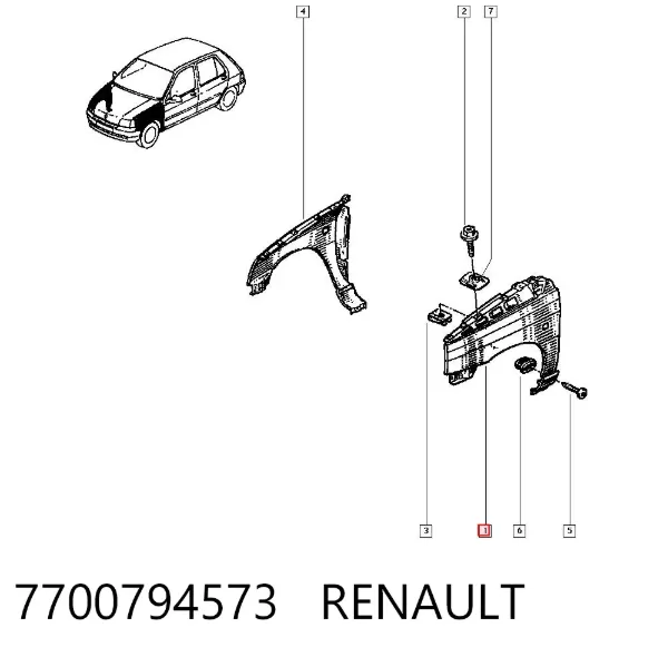 Aleta delantera izquierda 7700794573 Renault (RVI)