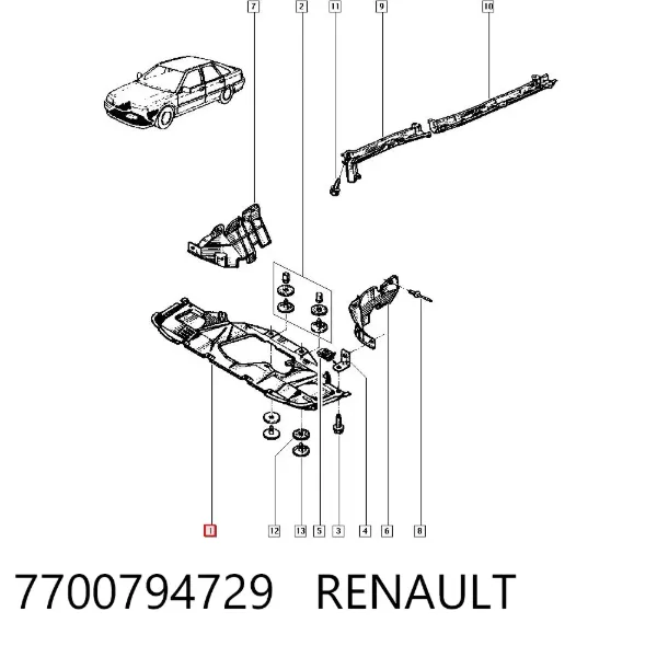Protección motor / empotramiento 7700794729 Renault (RVI)