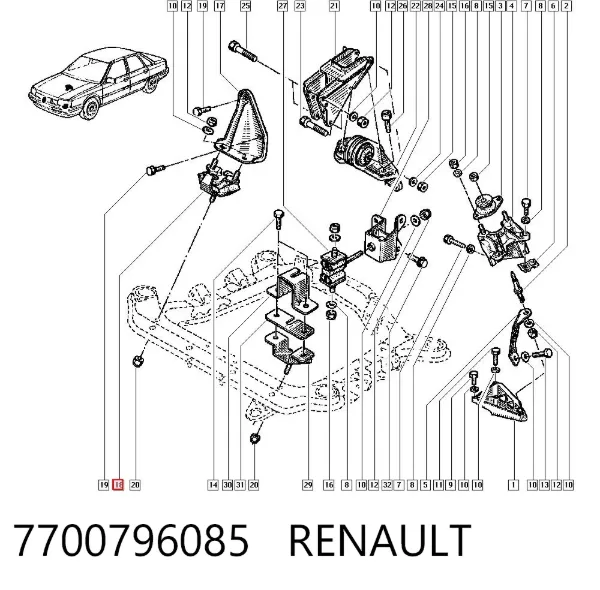 Soporte de motor delantero 7700796085 Renault (RVI)