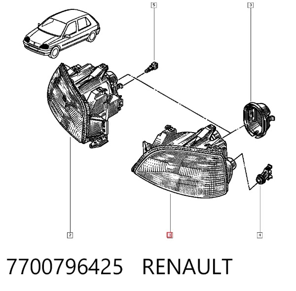 Faro izquierdo 7700796425 Renault (RVI)