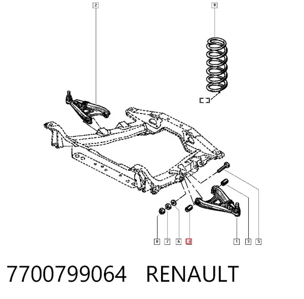 Silentblock del brazo de suspensión 7700799064 Renault (RVI)