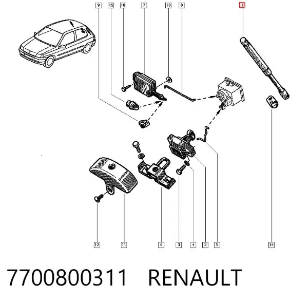 Amortiguador maletero 7700800311 Renault (RVI)