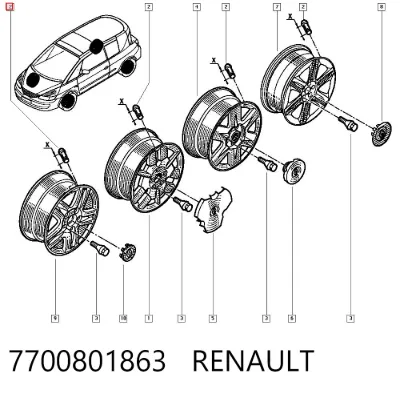 Válvula de rueda RENAULT 7700801863