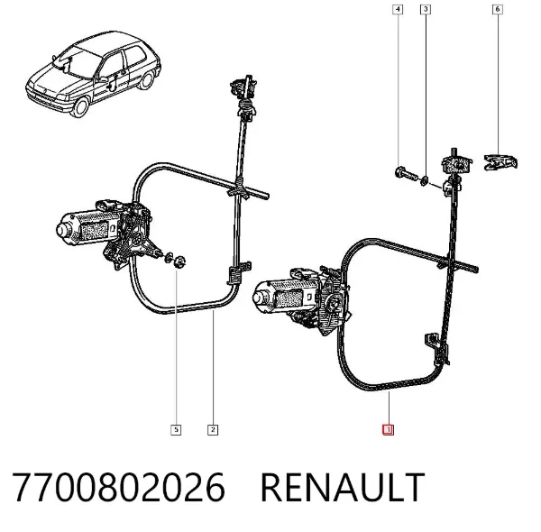 Mecanismo de elevalunas delantero izquierdo 7700802026 Renault (RVI)