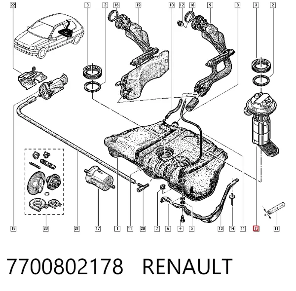 Elemento de turbina de la bomba de combustible 7700802178 Renault (RVI)