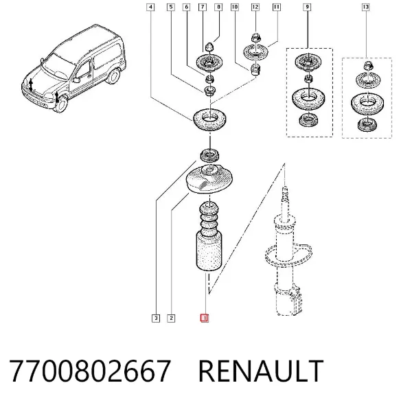 Tope de amortiguador delantero 7700802667 Renault (RVI)