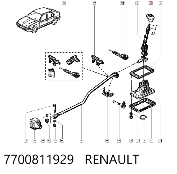 Pomo de palanca de cambios 7700811929 Renault (RVI)
