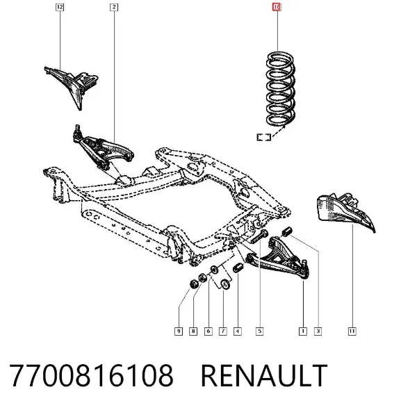 Muelle delantero 7700816108 Renault (RVI)