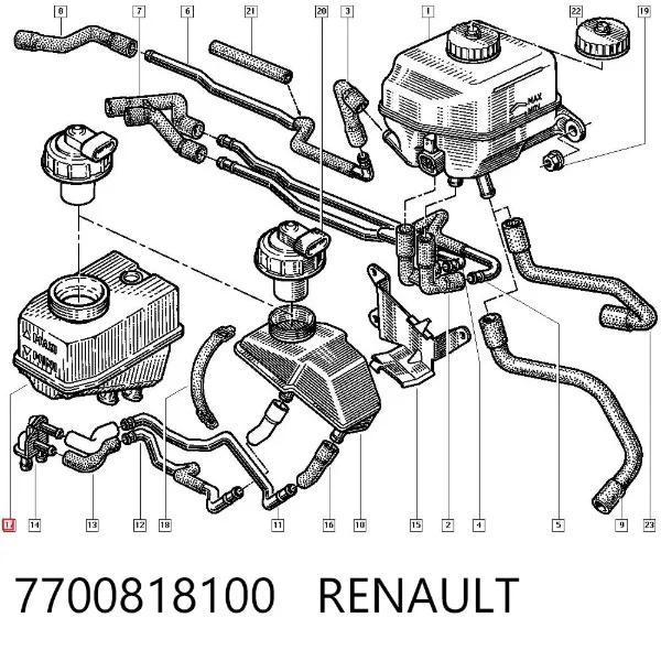 Depósito de líquido de frenos 7700818100 Renault (RVI)