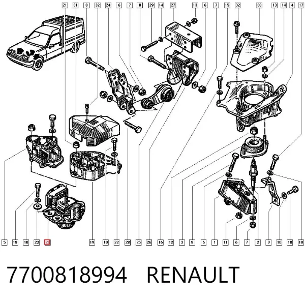 Soporte de motor delantero 7700818994 Renault (RVI)