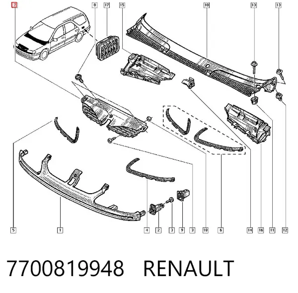 Parrilla 7700819948 Renault (RVI)