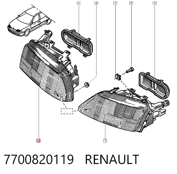 Faro derecho 7700820119 Renault (RVI)