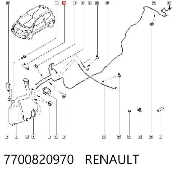 Deposito de limpiaparabrisas 7700820970 Renault (RVI)