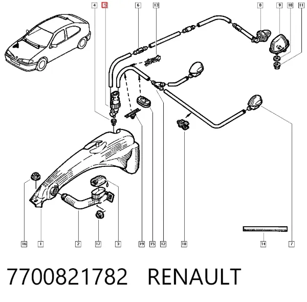 Bomba-motor de limpiaparabrisas delantero/trasero 7700821782 Renault (RVI)