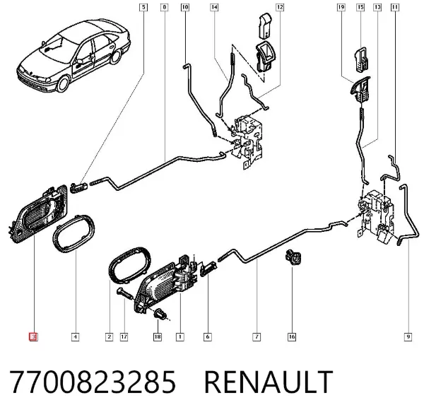 Manija interior de puerta delantera derecha 7700823285 Renault (RVI)