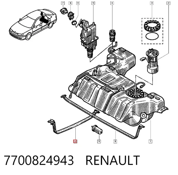 Soporte del tanque de combustible 7700824943 Renault (RVI)