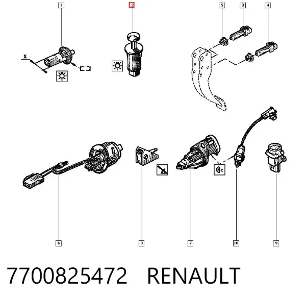Botón de encendido de luz del maletero 7700825472 Renault (RVI)
