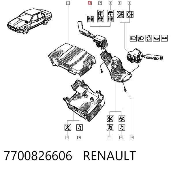 Conmutador derecho de la columna de dirección 7700826606 Renault (RVI)