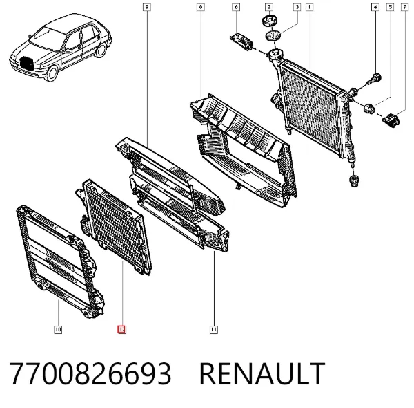 Condensador aire acondicionado 7700826693 Renault (RVI)