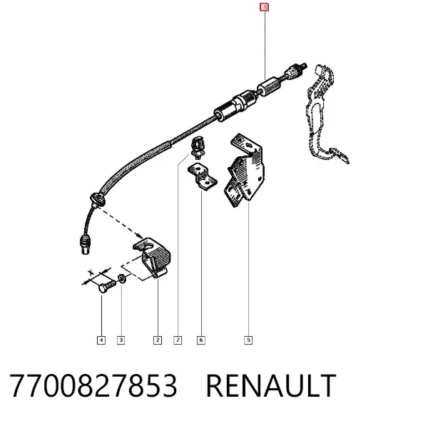 Cable de embrague 7700827853 Renault (RVI)