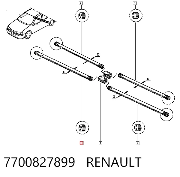 Barra de torsión trasera derecha 7700827899 Renault (RVI)