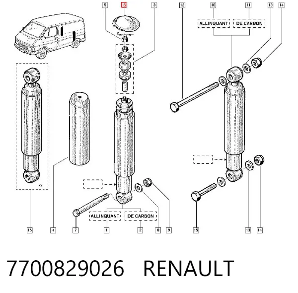 Tope de muelle trasero 7700829026 Renault (RVI)
