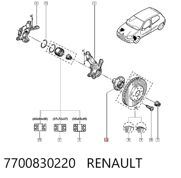 Buje de rueda delantero 7700830220 Renault (RVI)