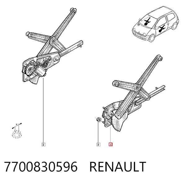 Mecanismo de elevalunas delantero izquierdo 7700830596 Renault (RVI)