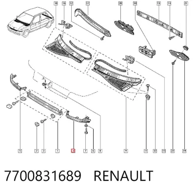 Pestaña del faro izquierdo RENAULT 7700831689