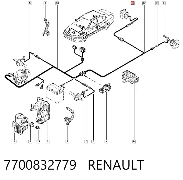 Sensor ABS trasero derecho 7700832779 Renault (RVI)