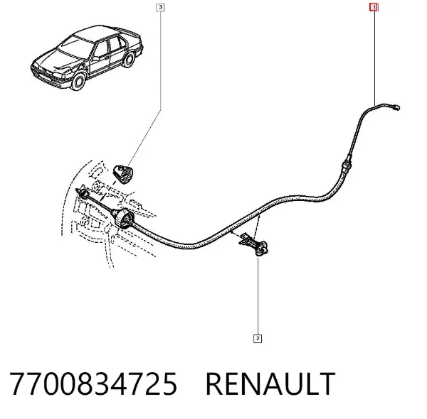 Cable de embrague 7700834725 Renault (RVI)