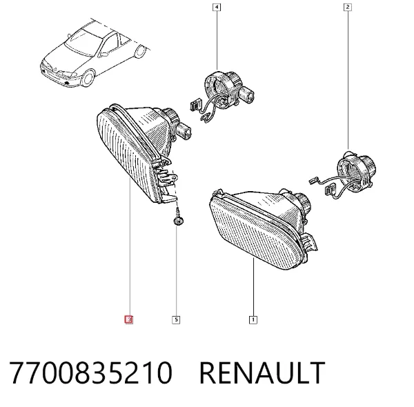 Faro antiniebla derecho 7700835210 Renault (RVI)