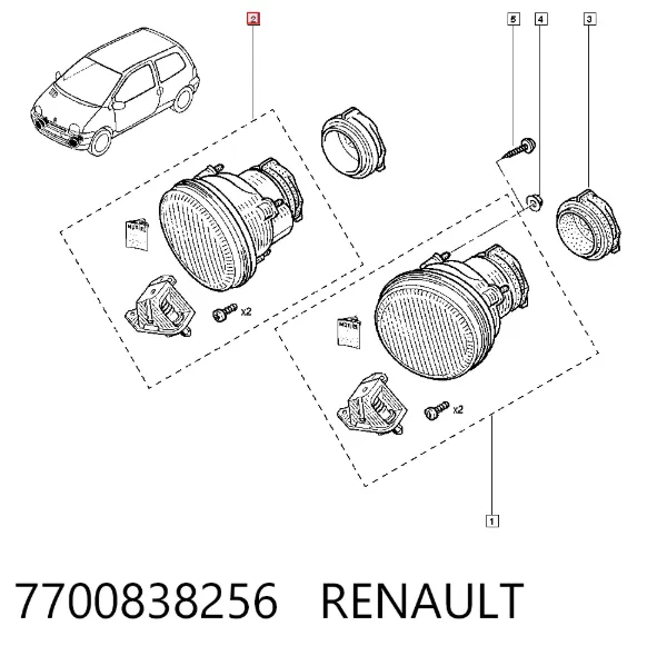Faro antiniebla derecho 7700838256 Renault (RVI)