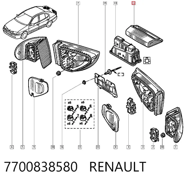 Tercera luz de freno 7700838580 Renault (RVI)