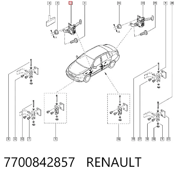 Limitador de apertura de puerta delantera 7700842857 Renault (RVI)