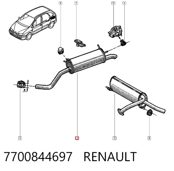 Silenciador trasero 7700844697 Renault (RVI)