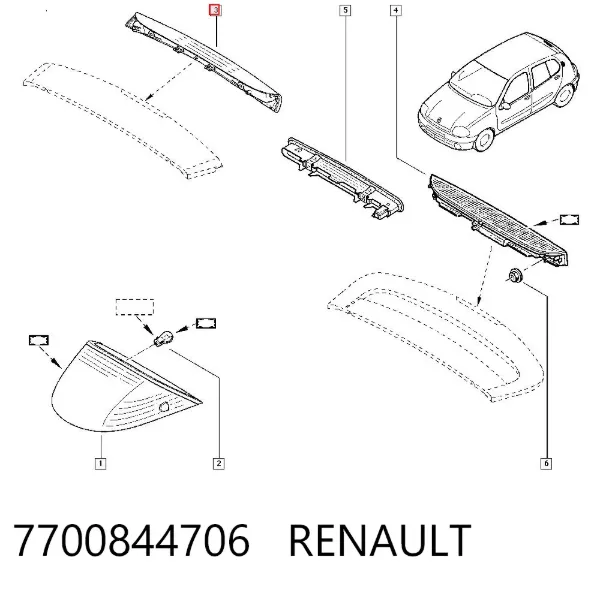 Tercera luz de freno 7700844706 Renault (RVI)