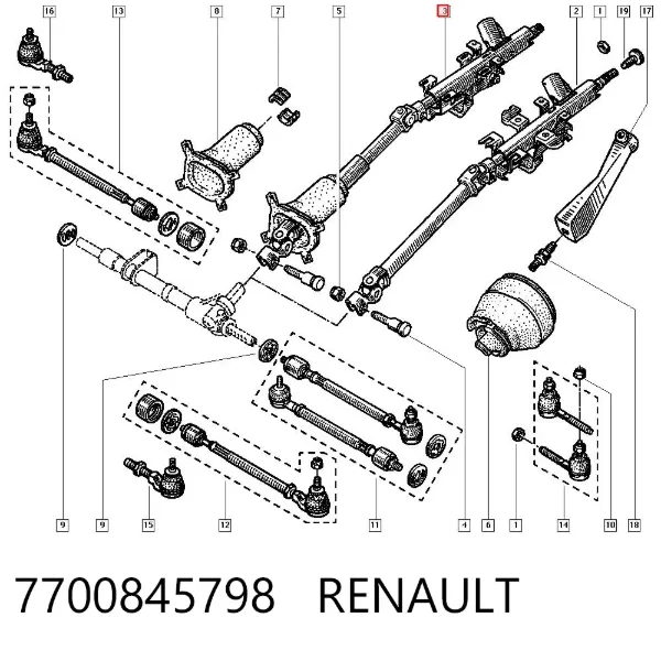 Columna dirección 7700845798 Renault (RVI)
