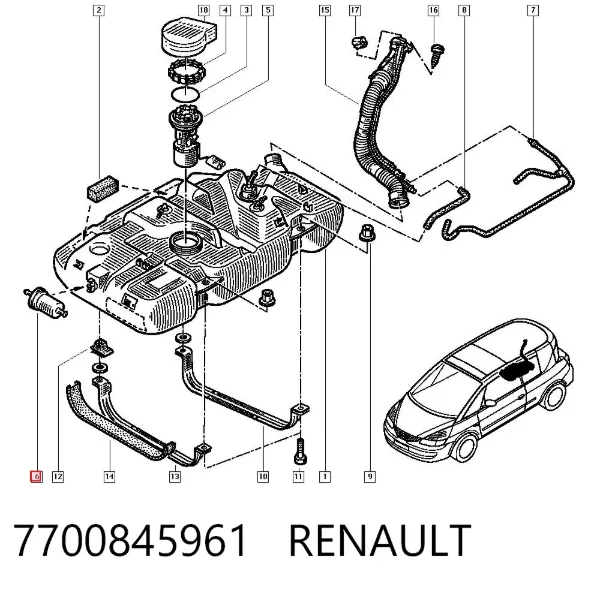 Filtro de combustible 7700845961 Renault (RVI)