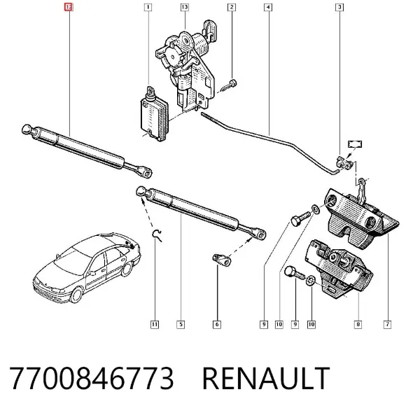 Amortiguador maletero 7700846773 Renault (RVI)