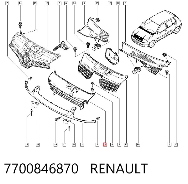 Parrilla 7700846870 Renault (RVI)