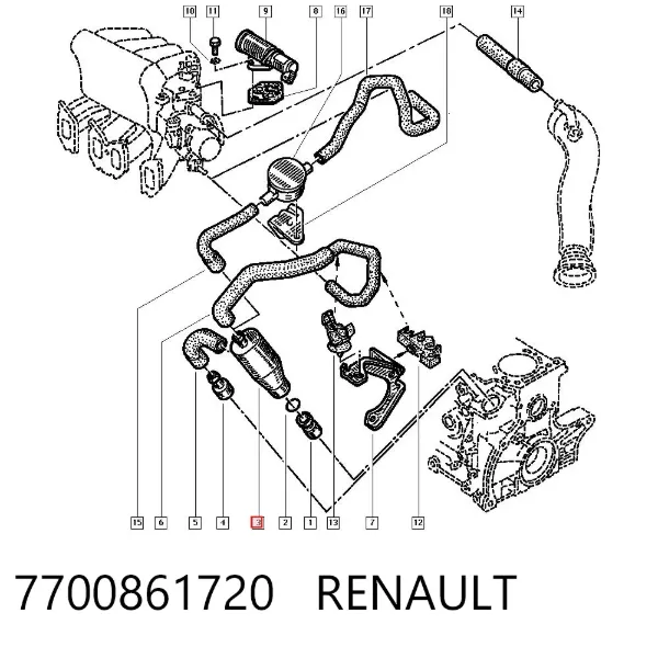 Válvula PCV 7700861720 Renault (RVI)
