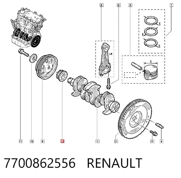 Piñón del cigüeñal 7700862556 Renault (RVI)