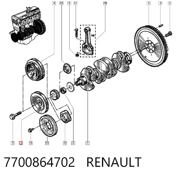 Polea de cigüeñal 7700864702 Renault (RVI)