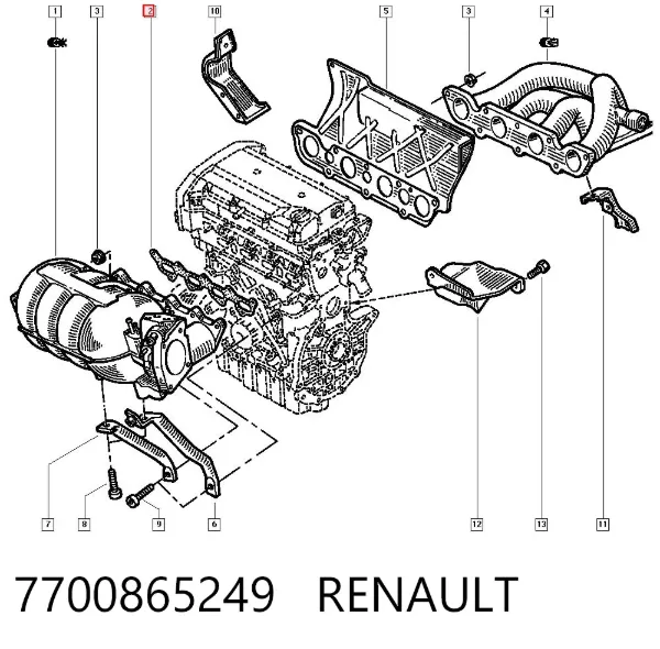 Junta colector escape 7700865249 Renault (RVI)
