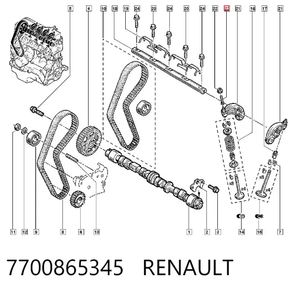 Tornillo del balancín de válvula 7700865345 Renault (RVI)