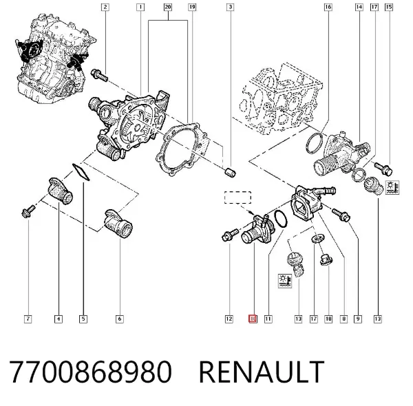 Termostato 7700868980 Renault (RVI)