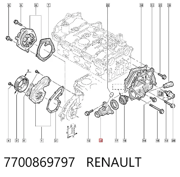 Tapa de termostato 7700869797 Renault (RVI)