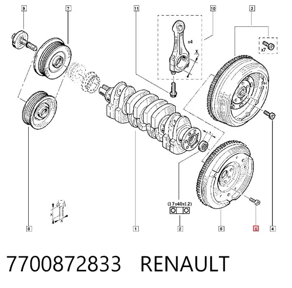 Perno de volante de inercia 7700872833 Renault (RVI)